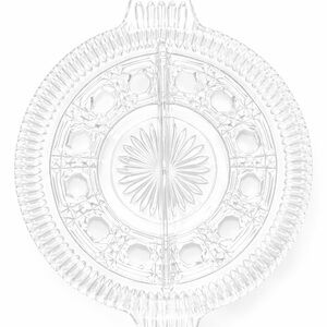 Vintage Federal Glass Windsor Button & Cane Divided Relish Dish 8.5” Clear